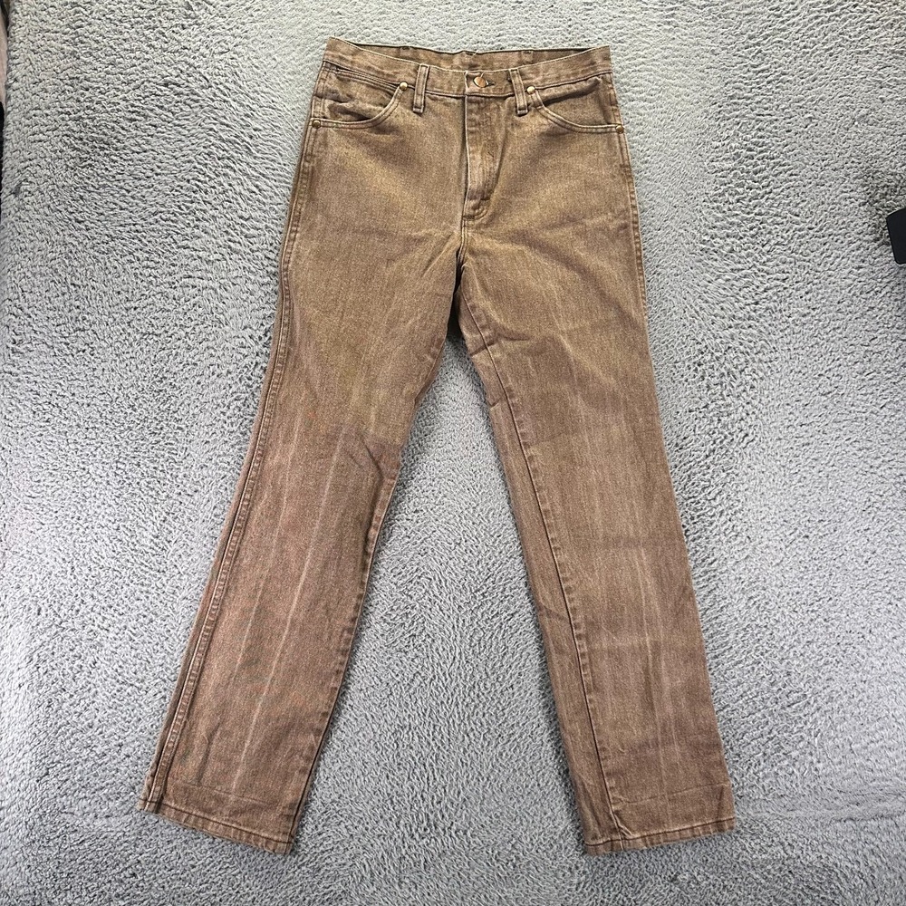 Vintage Wrangler Cowboy Cut Jeans Mens 31x32 Brown Cotton Denim Tapered Leg Slim